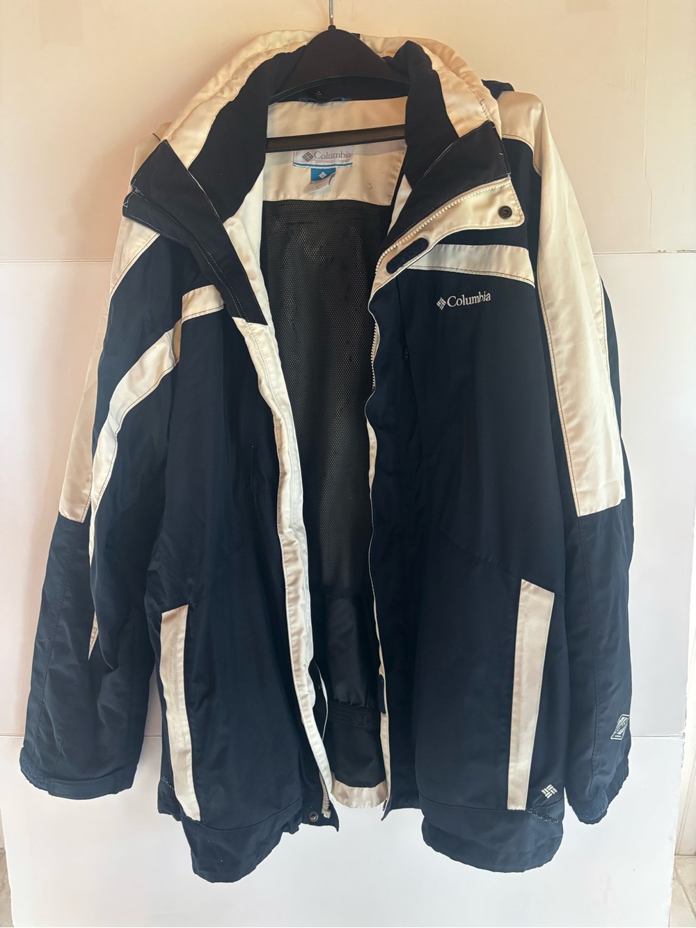 Columbia Men's Black/White Colorblock Full Zip Hooded Ski Jacket XLT Tall
